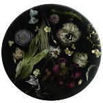 Круглый поднос из эпоксидной смолы с цветами черный Epoxy Resin Flowers Tray Black варинант исполнения - 1 | Loft Concept в Грозном
