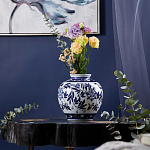 Ваза округлой формы с бело-синим цветочным орнаментом Blue & White Ornament  варинант исполнения - 2 | Loft Concept в Грозном
