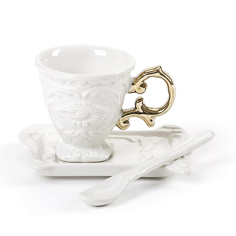 Кофейная пара Seletti I-Coffee Gold Белый Золотой Кофейная пара Seletti I-Coffee Gold Белый Золотой в Грозном | Loft Concept