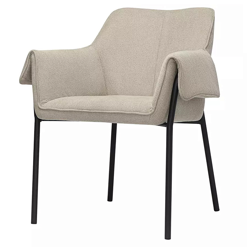 Стул с высокой наклонной спинкой и мягкими подлокотниками Textured Chenille Бежевый Черный Молочный Светло-серый Стул с высокой наклонной спинкой и мягкими подлокотниками Textured Chenille Бежевый Черный Молочный Светло-серый в Грозном | Loft Concept