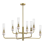 Люстра с 8-ю плафонами в форме стеклянных трубок и мраморных декоративных элементов Montreal варинант исполнения - 8 | Loft Concept в Грозном