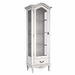 Витрина белая однодверная из массива бука с 4-мя полками и ящиком White Provence варинант исполнения - 2 | Loft Concept в Грозном