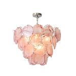 Люстра с каскадом из круглых розовых стеклянных дисков Pink Light Waterfall варинант исполнения - 3 | Loft Concept в Грозном