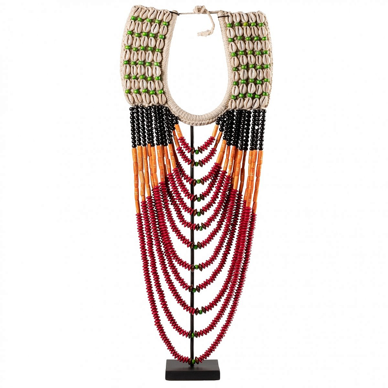 Африканское Ожерелье на подставке NECKLACE BLACK ORANGE RED ON STAND Черный Красный Африканское Ожерелье на подставке NECKLACE BLACK ORANGE RED ON STAND Черный Красный в Грозном | Loft Concept