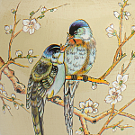 Настольная лампа бежевая с изображением птиц Slip Away варинант исполнения - 6 | Loft Concept в Грозном