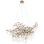 Подвесная люстра в виде ветвей деревьев золотого цвета с прозрачными подвесками-каплями 10 и 14 ламп Droplet Chandelier варинант исполнения - 3 | Loft Concept в Грозном