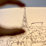 Настольная лампа с принтом на белом тканевом абажуре Roof Garden Lamp варинант исполнения - 3 | Loft Concept в Грозном