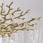 Люстра золотого цвета с декоративными ветками и длинными прозрачными стеклянными подвесами в форме сосулек Droplet Chandelier варинант исполнения - 7 | Loft Concept в Грозном