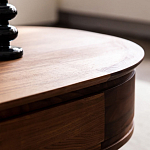 Кофейный стол овальный из дерева с 2-мя ящиками Coffee Walnut Table варинант исполнения - 9 | Loft Concept в Грозном