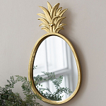 Зеркало овальной формы с золотистой рамкой и декоративной верхушкой в виде ананаса Pineapple Shine  варинант исполнения - 4 | Loft Concept в Грозном