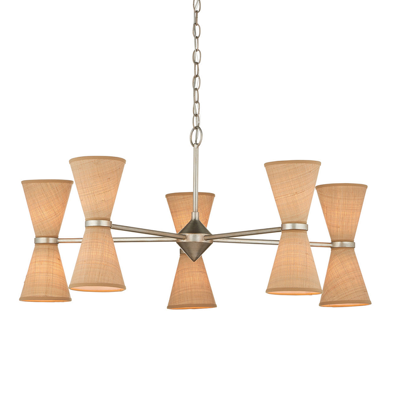 Люстра серебряного цвета с тканевыми абажурами Loft Rope Light Серебряный Бежевый Люстра серебряного цвета с тканевыми абажурами Loft Rope Light Серебряный Бежевый в Грозном | Loft Concept