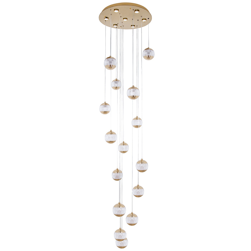 Каскадная люстра с сферическими плафонами из акрила Veva Lamps Chandelier Золотой Прозрачный Каскадная люстра с сферическими плафонами из акрила Veva Lamps Chandelier Золотой Прозрачный в Грозном | Loft Concept