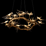 Люстра подвесная с прозрачными стеклянными птичками на ветвях Диаметр 100 см Serip Voa варинант исполнения - 9 | Loft Concept в Грозном