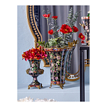 Ваза из фарфора черная с цветочной росписью и бронзовой стрекозой Spring Garden варинант исполнения - 4 | Loft Concept в Грозном