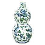 Ваза фигурная с сине-зелеными узорами распустившихся цветов Blossoming Spring варинант исполнения - 1 | Loft Concept в Грозном