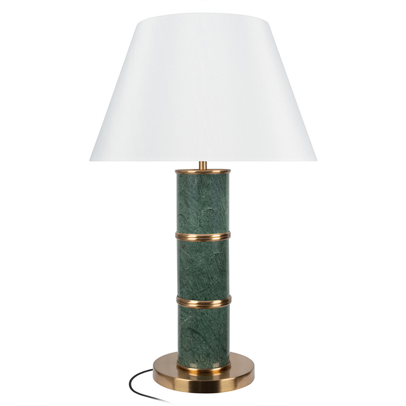 Настольная лампа на основании из зеленого мрамора с белым абажуром Noelia Green Зеленый Бронза ivory ( слоновая кость ) в Грозном | Loft Concept 