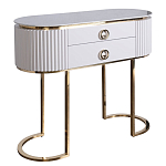 Консоль с белая овальная с мраморной столешницей Thoroughbass  варинант исполнения - 1 | Loft Concept в Грозном