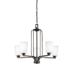 Люстра бронзового цвета с 5-ю матовыми стеклянными плафонами Generation Lighting варинант исполнения - 1 | Loft Concept в Грозном