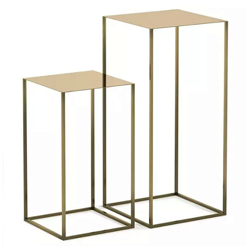 Набор из 2-х кофейных золотистых столиков Coffee Golden Tables Золотой Набор из 2-х кофейных золотистых столиков Coffee Golden Tables Золотой в Грозном | Loft Concept