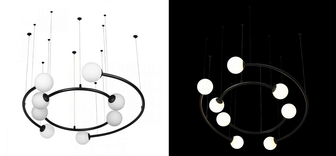 Дизайнерская Модульная Люстра PLANETARY two rings Black 80 см Дизайнерская Модульная Люстра PLANETARY two rings Black 80 см - Loft-Concept в Грозном