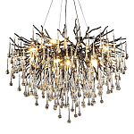 Люстра черная с прозрачными стеклянными подвесками в форме капель FAIRYTREE Light варинант исполнения - 3 | Loft Concept в Грозном