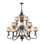 Люстра бронзового цвета с бежевыми абажурами из органзы в классическом стиле Hinkley варинант исполнения - 2 | Loft Concept в Грозном