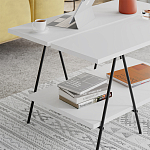 Стол журнальный с белой прямоугольной столешницей и полкой ESSEL WHITE варинант исполнения - 3 | Loft Concept в Грозном