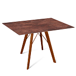 Стол обеденный с коричневой прямоугольной столешницей из керамики на четырех деревянных ножках Brown Ceramics варинант исполнения - 1 | Loft Concept в Грозном