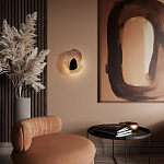 Бра с волнообразным стеклянным плафоном и вставкой из мрамора Liquid Stone варинант исполнения - 15 | Loft Concept в Грозном