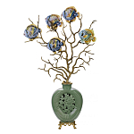 Ваза зеленая с бронзовыми ветвями и фарфоровыми рыбками Eden Garden варинант исполнения - 1 | Loft Concept в Грозном