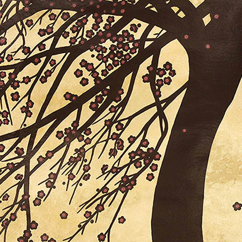 Обои ручная роспись Windswept Blossom Noir on Warm Gold gilded Xuan paper with pearlescent antiquing Обои ручная роспись Windswept Blossom Noir on Warm Gold gilded Xuan paper with pearlescent antiquing в Грозном | Loft Concept