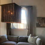 Люстра квадратная с бахромой и подвесом из деревянных бусин Psyche варинант исполнения - 3 | Loft Concept в Грозном