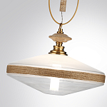 Подвесной светильник с плоским прозрачным плафоном и декоративной вставкой из текстурного камня Tectona  варинант исполнения - 6 | Loft Concept в Грозном