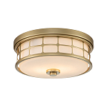 Потолочный светильник для ванных комнат цвета латунь в виде металлической клетки с геометрическими узорами Quoizel варинант исполнения - 1 | Loft Concept в Грозном