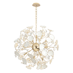 Люстра круглой формы с белыми и прозрачными лепестками цветов Диаметр 69 см Wintery flovers варинант исполнения - 1 | Loft Concept в Грозном