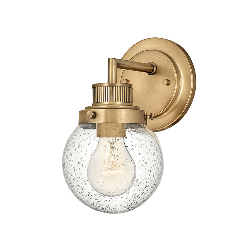 Бра для ванных комнат с прозрачным шарообразным плафоном из стекла с пузырьками на круглом основании Hinkley Хром Латунь Прозрачное Стекло в Грозном | Loft Concept 