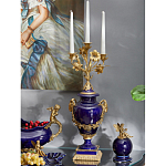 Подсвечник из темно-синего фарфора с бронзовыми элементами и цветами Eden Garden варинант исполнения - 4 | Loft Concept в Грозном