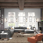 Бра цвета хром с круглой рамой и цилиндрическим прозрачным стеклянным плафоном на прямоугольном основании Feiss варинант исполнения - 4 | Loft Concept в Грозном