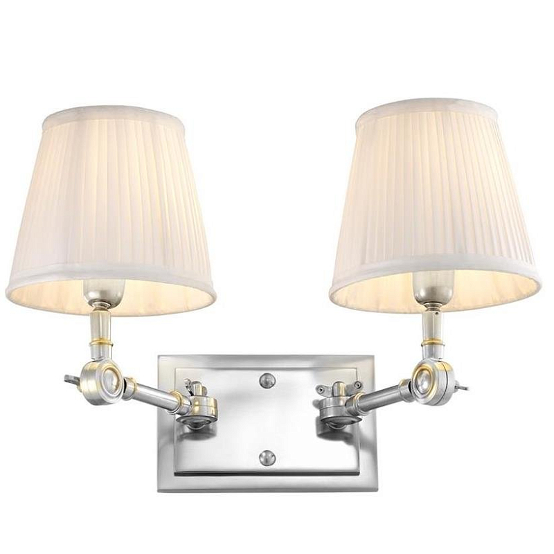 Бра Wall Lamp Wentworth Double Nickel+White Никель Белый Бра Wall Lamp Wentworth Double Nickel+White Никель Белый в Грозном | Loft Concept