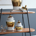 Ваза белая с крышкой и золотистыми фрагментами 46 см Chinoiserie Ceramics варинант исполнения - 2 | Loft Concept в Грозном