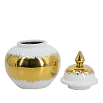 Ваза белая с крышкой и золотистыми фрагментами 24 см Chinoiserie Ceramics варинант исполнения - 2 | Loft Concept в Грозном