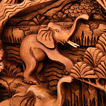 Панно из дерева пять слонов Panel With Animals варинант исполнения - 3 | Loft Concept в Грозном