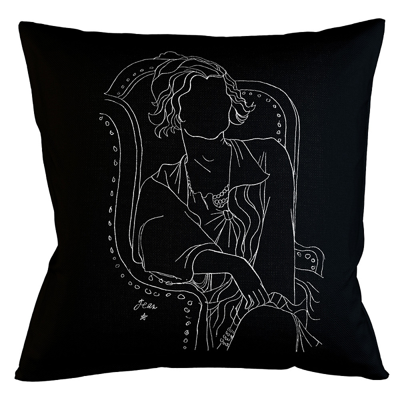 Декоративная подушка White Silhouette Coco Pillow Бежевый Черный в Грозном | Loft Concept 