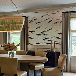 Обои ручная роспись Fishes Blue Pearl on Tarnished Silver gilded silk with pearlescent antiquing варинант исполнения - 3 | Loft Concept в Грозном