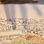 Настольная лампа с принтом на белом тканевом абажуре Roof Garden Lamp варинант исполнения - 2 | Loft Concept в Грозном