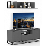 ТВ-тумба цвета графит с  2-мя дверцами и ящиком Strict Lines варинант исполнения - 6 | Loft Concept в Грозном