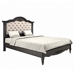 Кровать черная из массива бука с основанием и мягким изголовьем Black Provence варинант исполнения - 1 | Loft Concept в Грозном