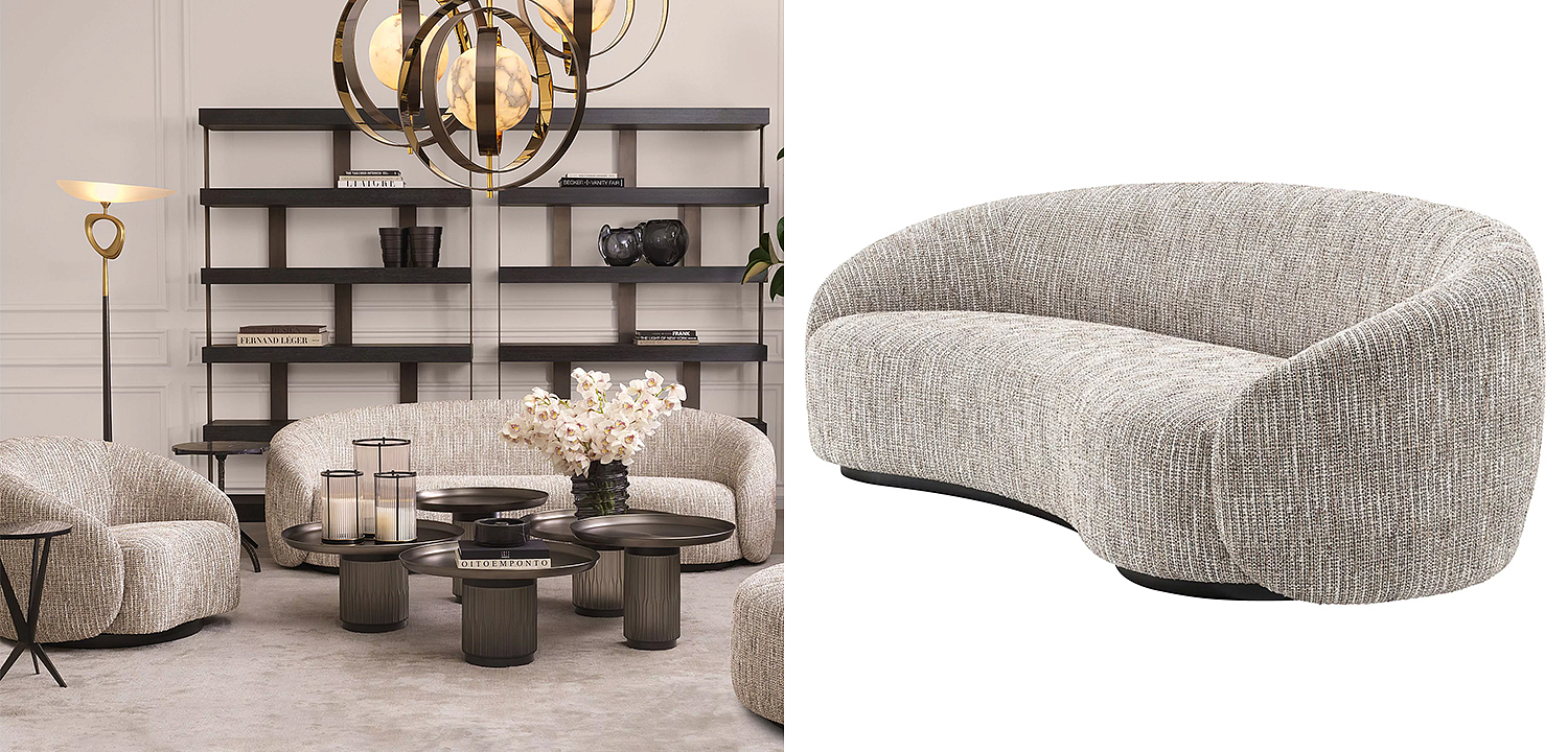 Диван Eichholtz Sofa Amore Бежево-серый Черный Диван Eichholtz Sofa Amore Бежево-серый Черный - Loft-Concept в Грозном