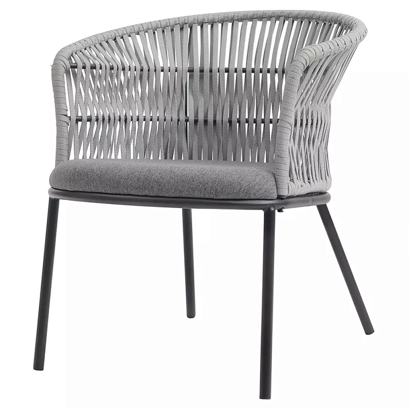Кресло с декоративным плетением на спинке и подлокотниках Armchair Weaving Серый Светло-серый Темно-серый Кресло с декоративным плетением на спинке и подлокотниках Armchair Weaving Серый Светло-серый Темно-серый в Грозном | Loft Concept