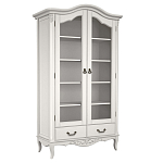 Шкаф книжный белый из массива бука с 5-ю полками и 2-мя ящиками в стиле прованс White Provence варинант исполнения - 1 | Loft Concept в Грозном